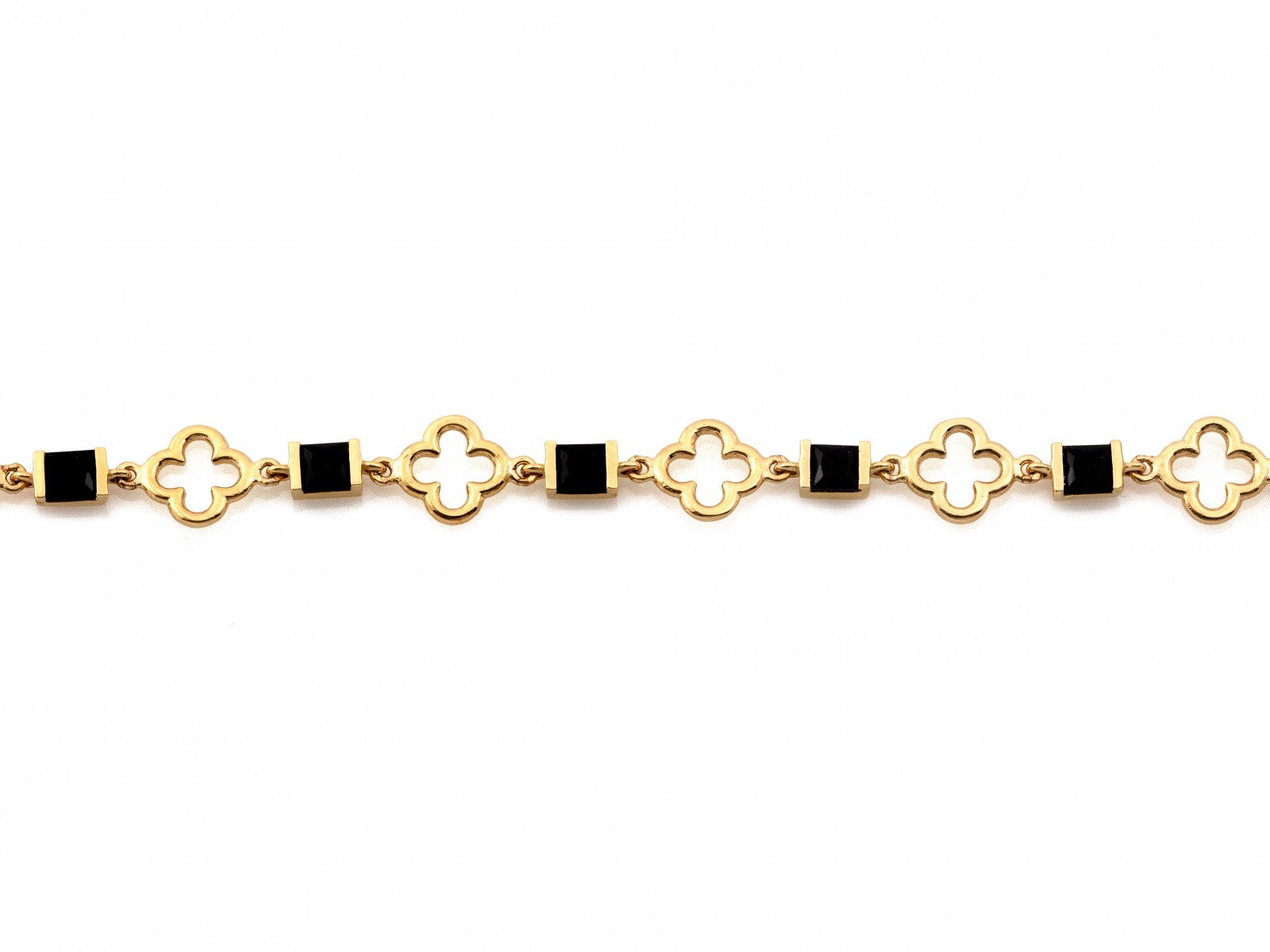 Bransoletka złota modna kwiatek z czarnymi kamieniami próba 585 – złoto próby 585 | Infinnity