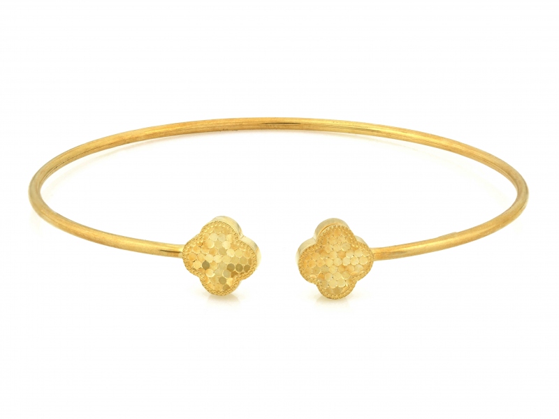 Bransoletka złota sztywna bangle z modnymi kwiatkami próba 585 – złoto próby 585 | Infinnity