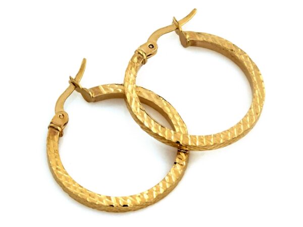 Kolczyki złote kółka frezowane 26mm próba 585