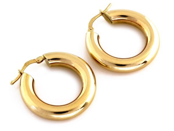 Kolczyki złote małe dmuchane kółka 30mm próba 585