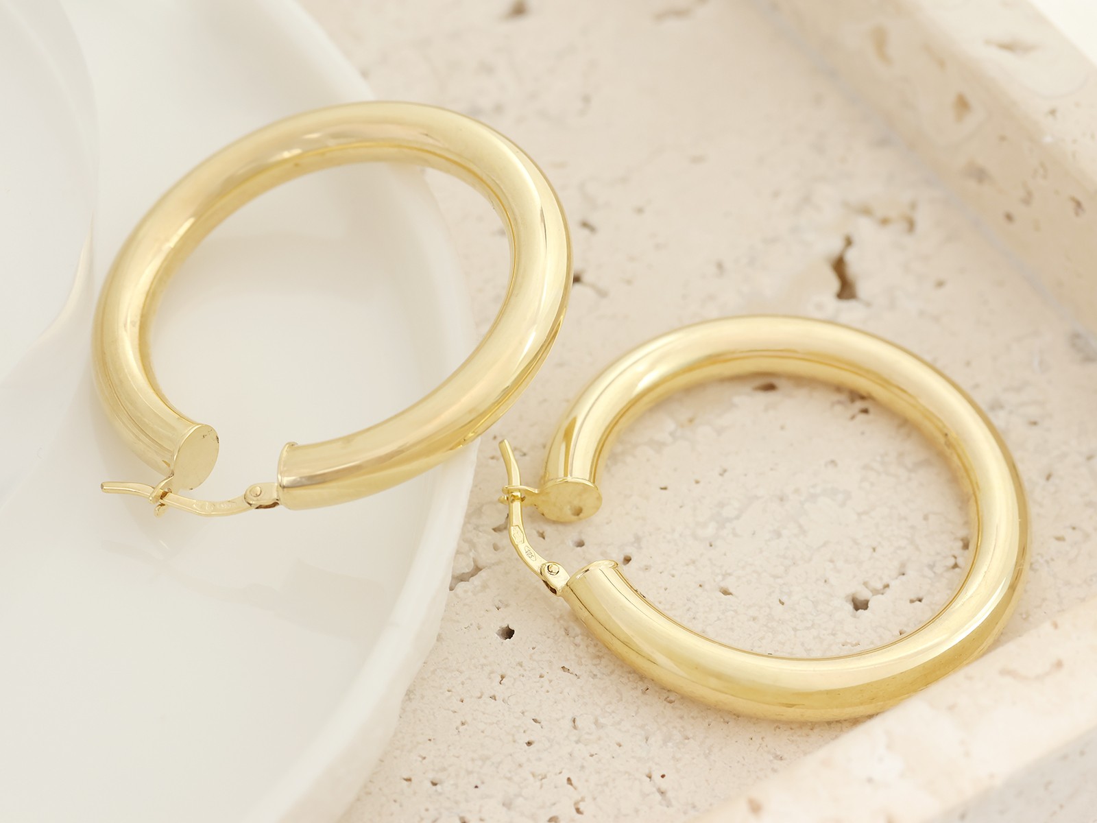 Kolczyki złote dmuchane kółka 39mm próba 585 – złoto próby 585, 6,27 g | Infinnity
