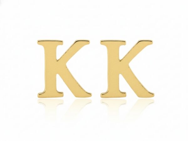 Kolczyki złote literka K na sztyfcie próba 333