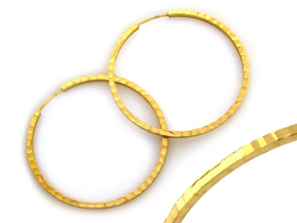Kolczyki złote koła szarniry zdobione frezowane 32mm próba 585