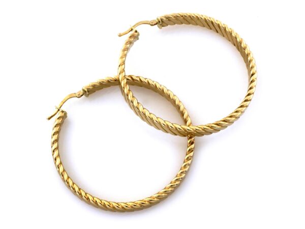 Kolczyki złote koła ozdobne skręcone 38mm próba 585
