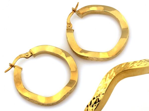 Kolczyki złote koła szerokie zdobione oryginalne 28mm próba 585