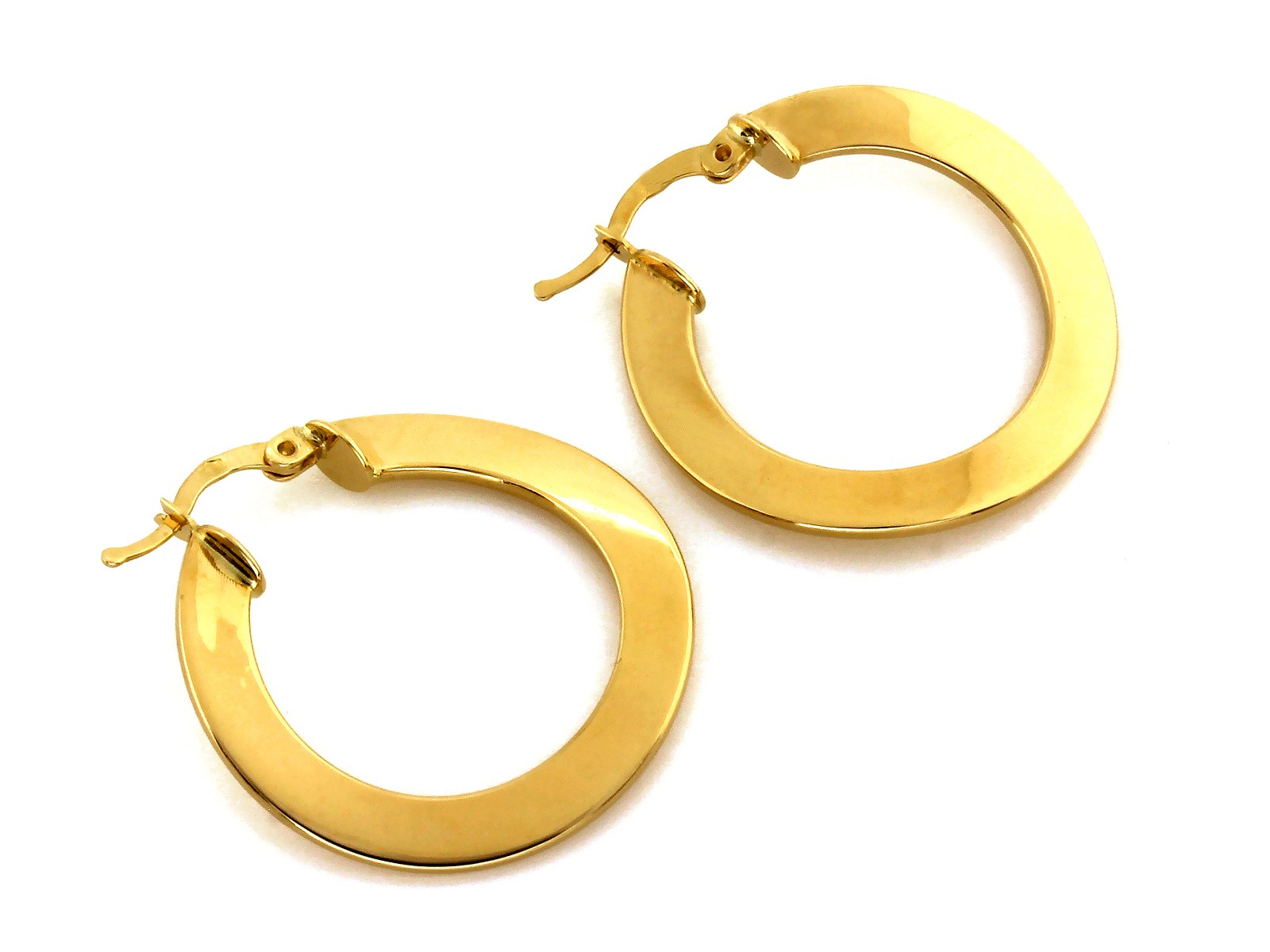 Kolczyki złote duże koła szerokie płaskie 30mm próba 585