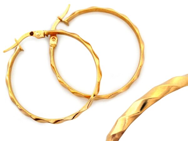 Kolczyki złote koła kółka zdobione 29mm próba 585