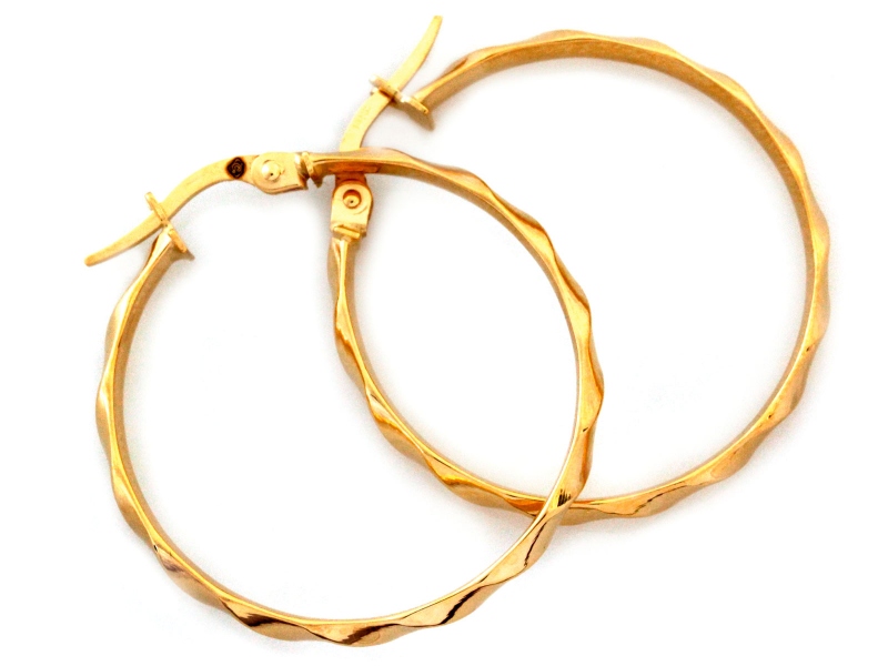Kolczyki złote koła kółka zdobione 29mm próba 585 – złoto próby 585, 1,83 g | Infinnity