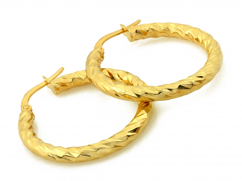 Diamentowane kolczyki koła złote 38mm próba 585 – złoto próby 585, 2,75 g | Infinnity