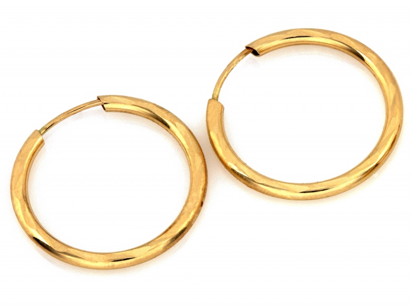 Złote kolczyki małe kółka koła 18mm próba 585