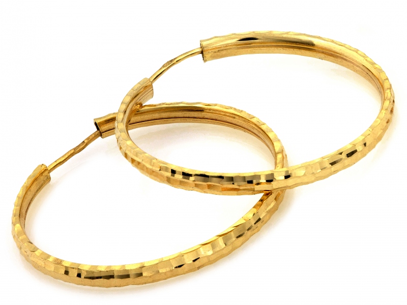 Kolczyki złote kółka zdobione szarniry 33mm próba 585
