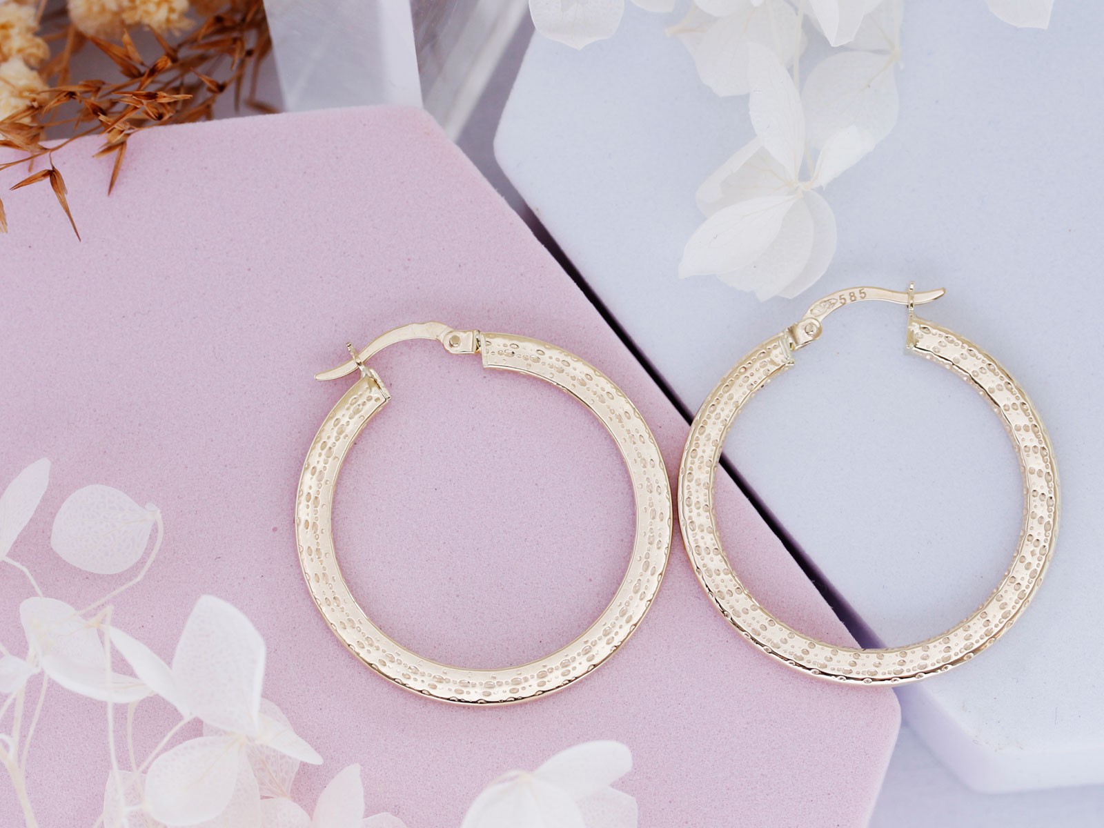 Kolczyki złote koła zdobione błyszczące 33mm próba 585 – złoto próby 585, 3,22 g | Infinnity