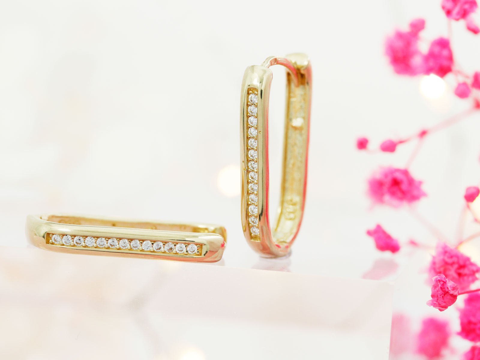 Złote kolczyki eleganckie na każdą okazję owalne próba 585 – złoto próby 585, 4,65 g | Infinnity