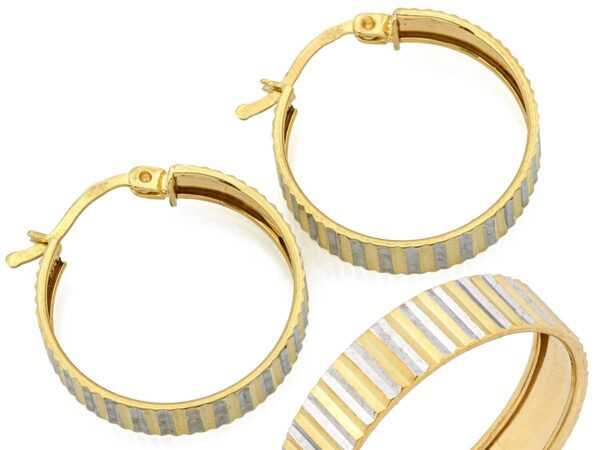 Złote kolczyki szerokie frezowane koła 22mm próba 585