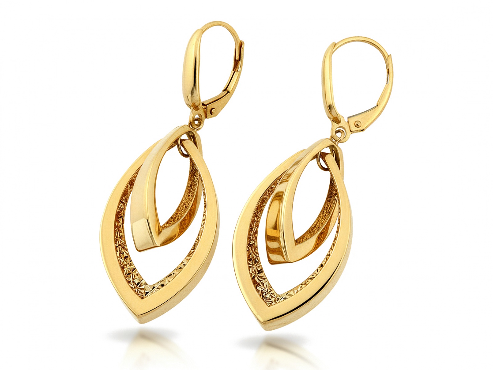 Kolczyki złote duże efektowne wiszące próba 585