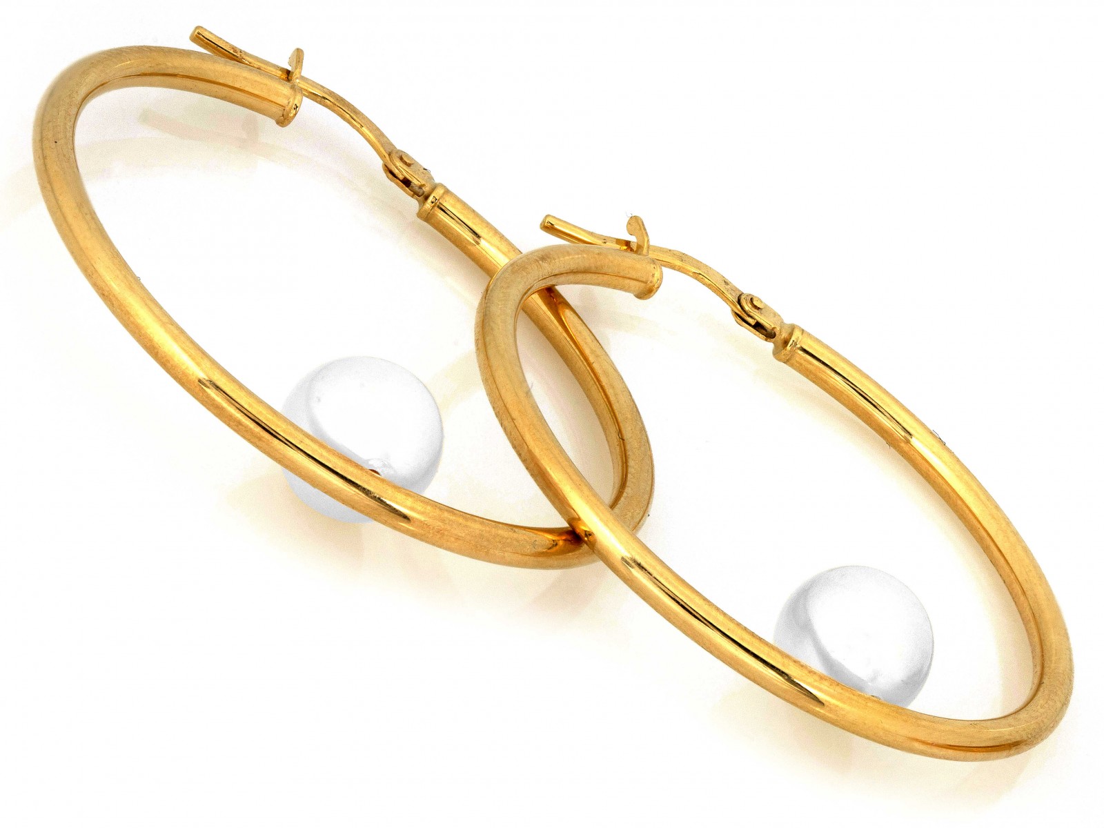 Kolczyki złote koła z perłą 36mm próba 585 – złoto próby 585, 3,08 g | Infinnity