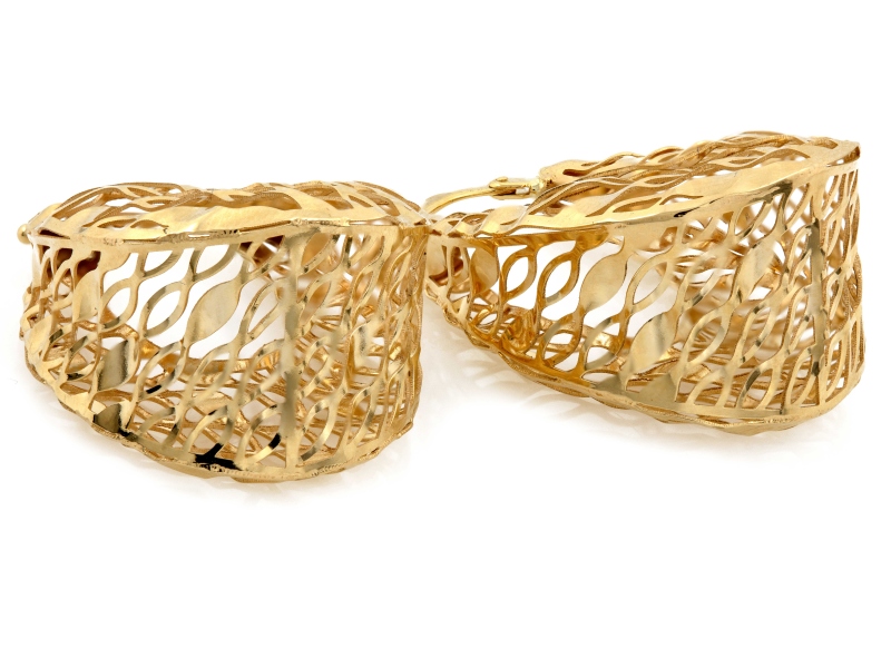 Kolczyki złote duże owalne ażurowe przestrzenne próba 585 – złoto próby 585 | Infinnity
