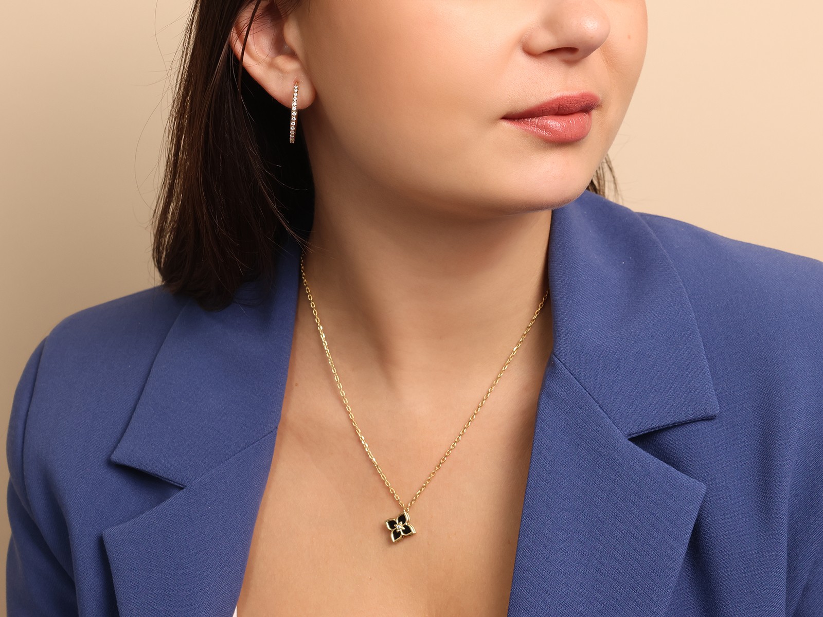 Kolczyki złote koła wysadzane cyrkoniami 26mm próba 585 – złoto próby 585, 2,20 g | Infinnity