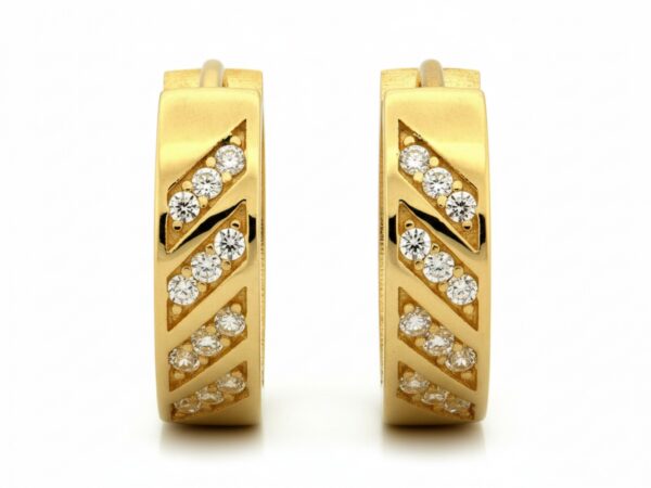 Kolczyki złote małe kółka z cyrkoniami 13mm próba 585