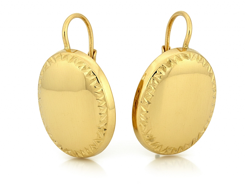 Złote kolczyki owalne błyszczące na zapięciu angielskim próba 585 – złoto próby 585, 2,10 g | Infinnity
