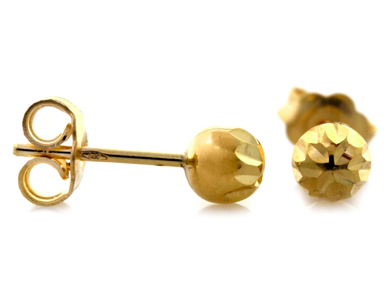 Diamentowane złote kolczyki kulki na sztyfcie 6mm próba 585 – złoto próby 585, 1,77 g | Infinnity