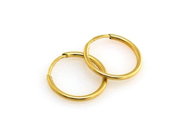 Kolczyki złote małe kółka 13mm szarniry próba 585