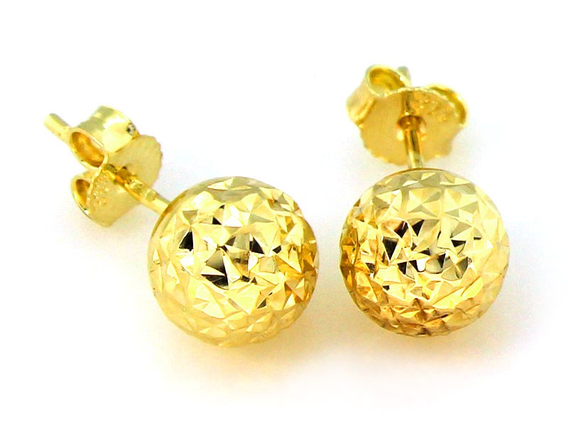 Kolczyki złote kulki diamentowane na sztyfcie 8mm próba 375 – złoto próby 375, 1,14 g | Infinnity