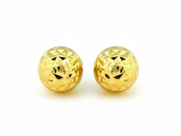 Kolczyki złote kulki diamentowane na sztyfcie 6mm próba 375