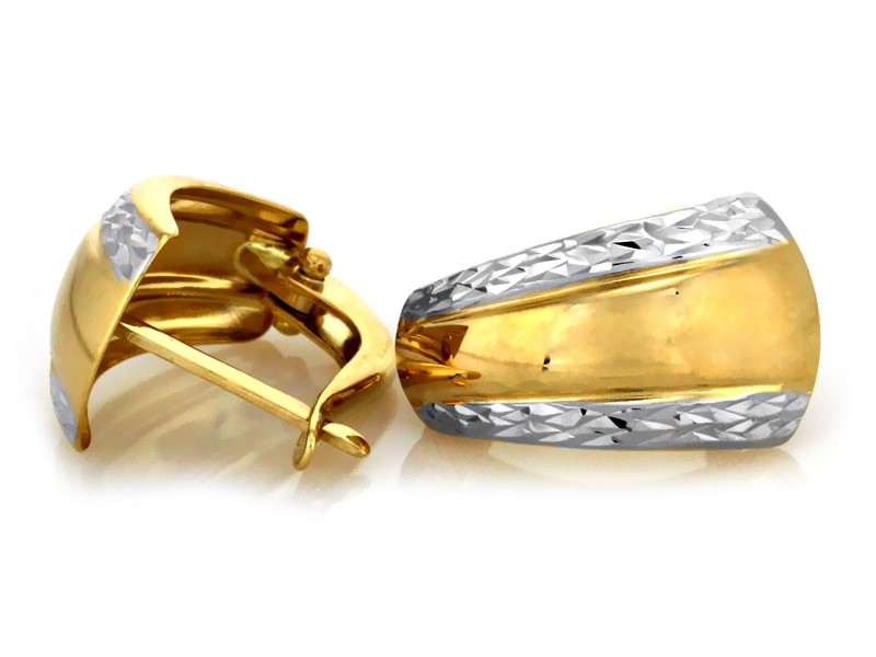 Kolczyki złote dwa kolory złota bez kamieni próba 375 – złoto próby 375, 1,36 g | Infinnity