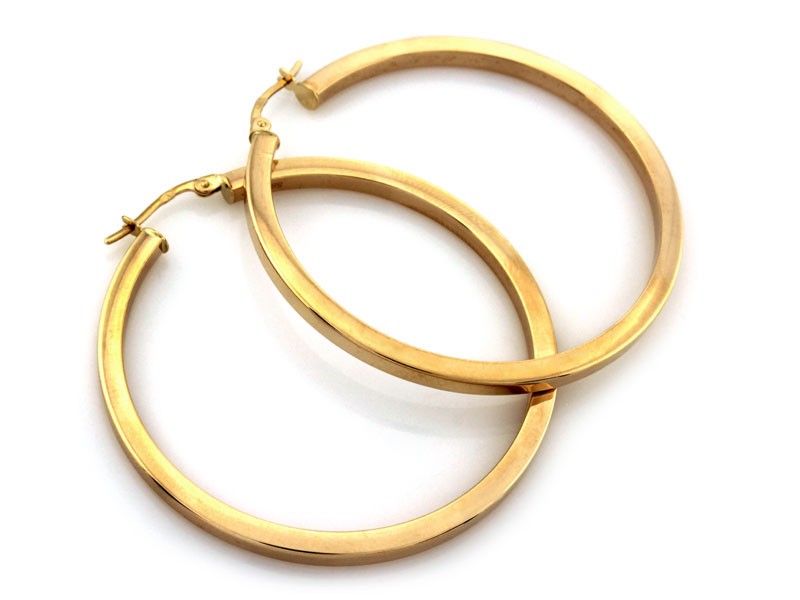 Kolczyki złote klasyczne koła 42mm próba 375