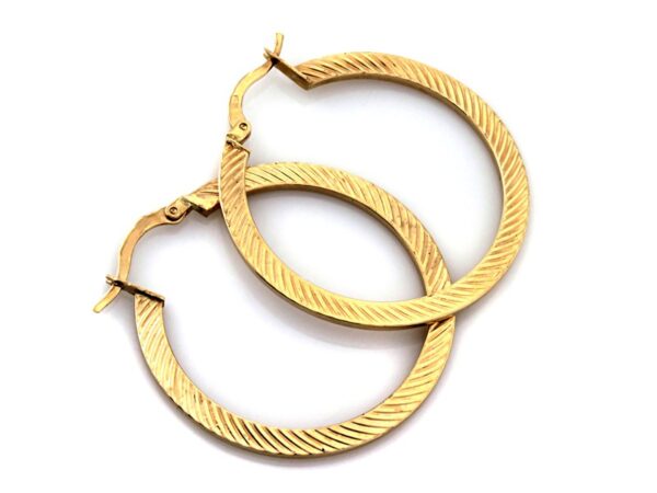 Kolczyki złote koła płaskie frezowane 26mm próba 585