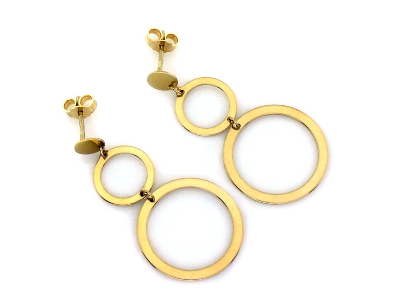 Złote kolczyki wiszące dwa koła efektowne próba 333 – złoto próby 333 | Infinnity