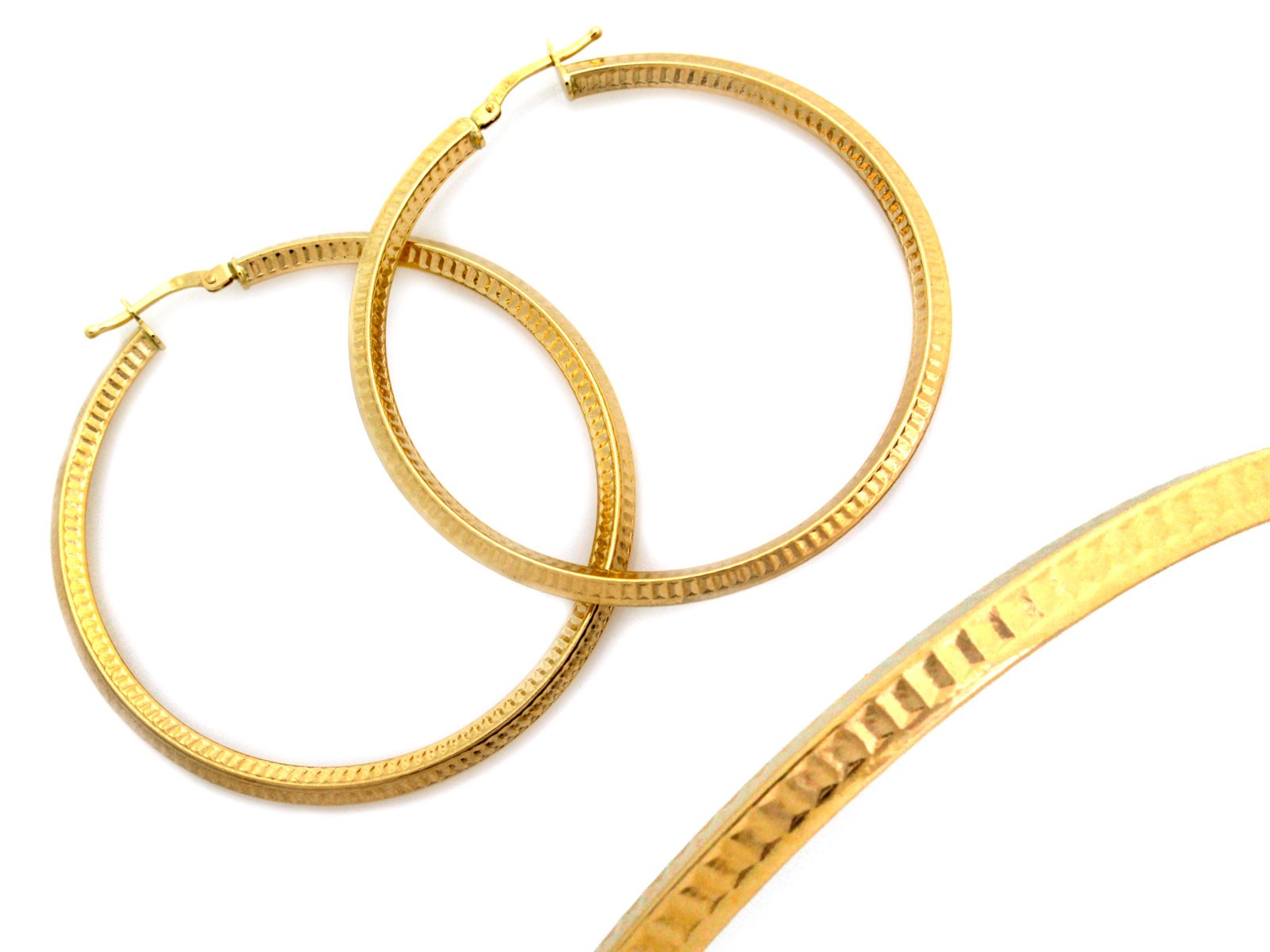 Kolczyki złote zdobione koła grube 50mm próba 585 – złoto próby 585, 4,35 g | Infinnity