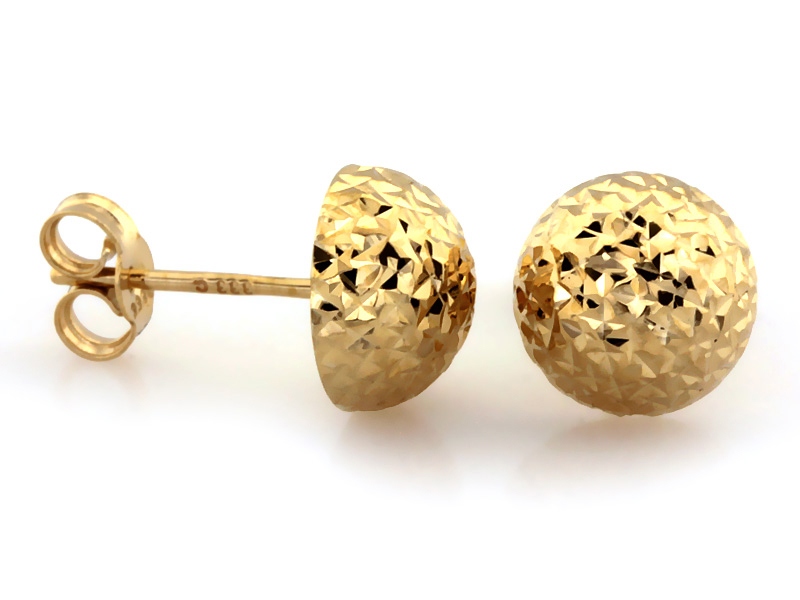 Złote kolczyki błyszczące pinezki 8mm na sztyfcie próba 375 – złoto próby 375, 0,68 g | Infinnity