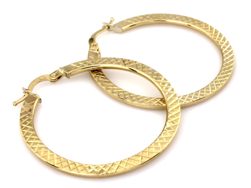Złote kolczyki płaskie koła 32mm próba 585 – złoto próby 585, 2,53 g | Infinnity