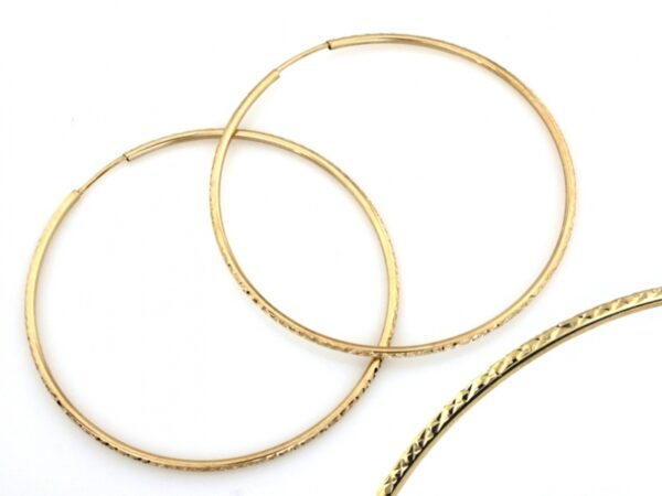 Kolczyki złote kola 62mm frezowane szarniry próba 375