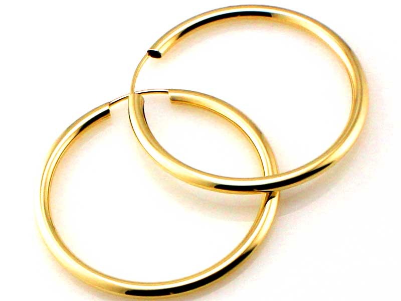 Kolczyki złote koła dmuchane 30mm szarniry próba 585