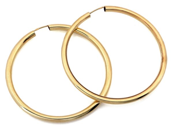 Złote kolczyki duże koła 48mm szarniry próba 585