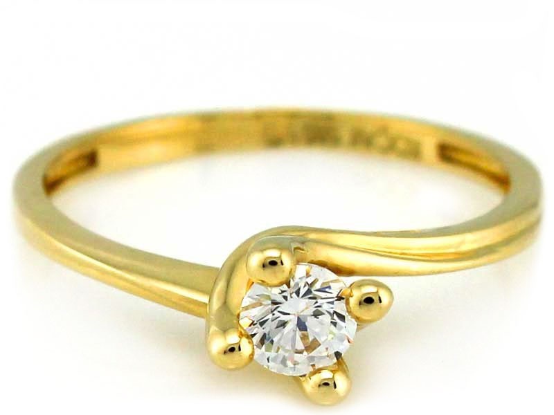 Złoty pierścionek z cyrkonią Swarovski próba 585