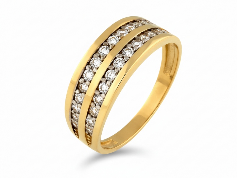 Obrączkowy pierścionek złoty z cyrkoniami próba 585 – złoto próby 585 | Infinnity