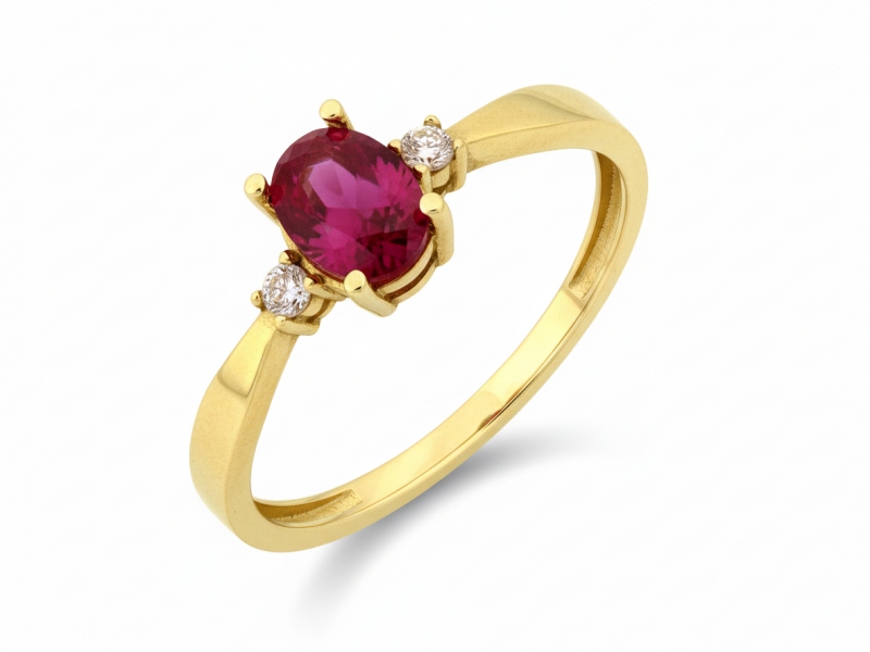 Pierścionek złoty z czerwoną cyrkonią próba 375 – złoto próby 375, 1,55 g | Infinnity