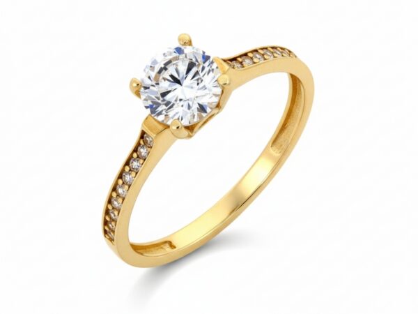 Pierścionek złoty z dużym oczkiem próba 375
