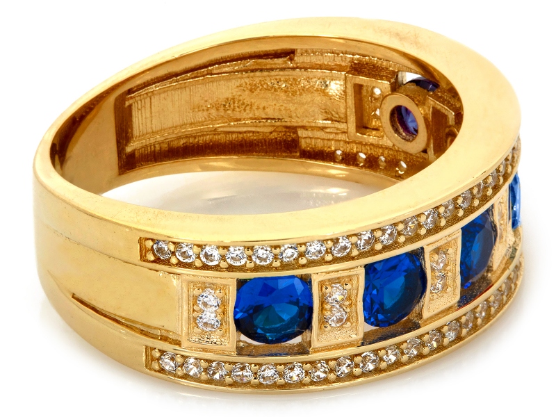 Pierścionek złoty obrączka bogato wysadzana cyrkoniami próba 585 – złoto próby 585, 5,36 g | Infinnity