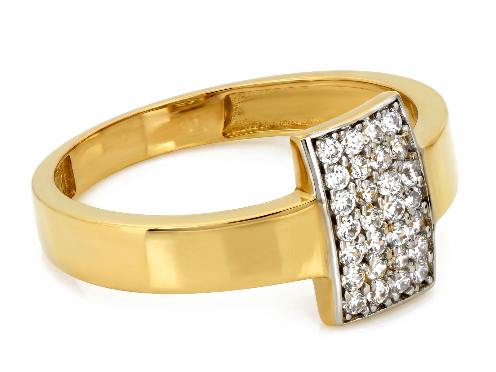 Pierścionek złoty prostokątny z cyrkoniami w nowoczesnej fo próba 585 – złoto próby 585 | Infinnity