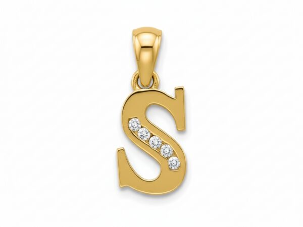 Zawieszka złota literka S z cyrkoniami próba 375