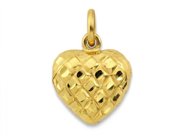 Diamentowana złota zawieszka wypukłe diamentowane serce próba 585