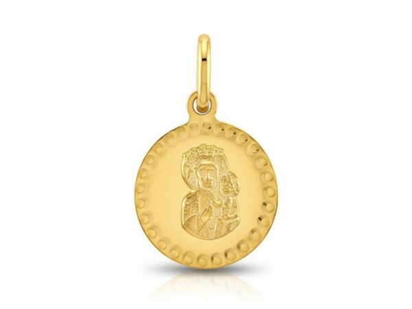 Okrągły złoty medalik na komunię próba 585