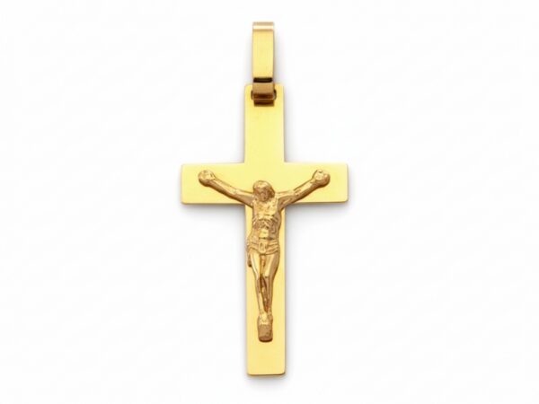 Zawieszka złota krzyżyk z pasyjką wysokość 37mm próba 585