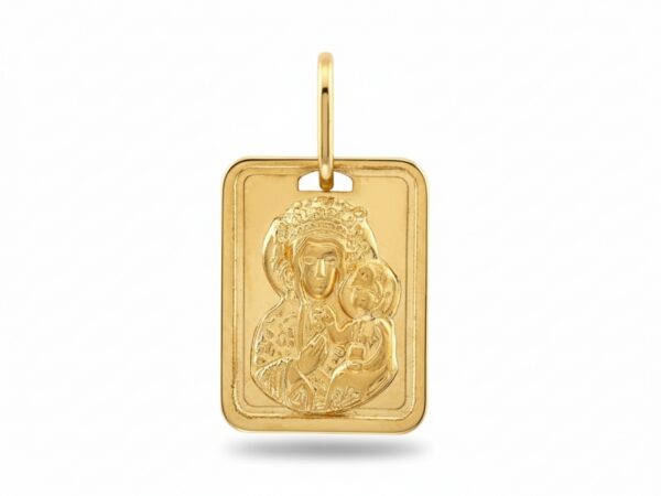 Zawieszka złota prostokątny medalik z Matką Boską Częstocho próba 333