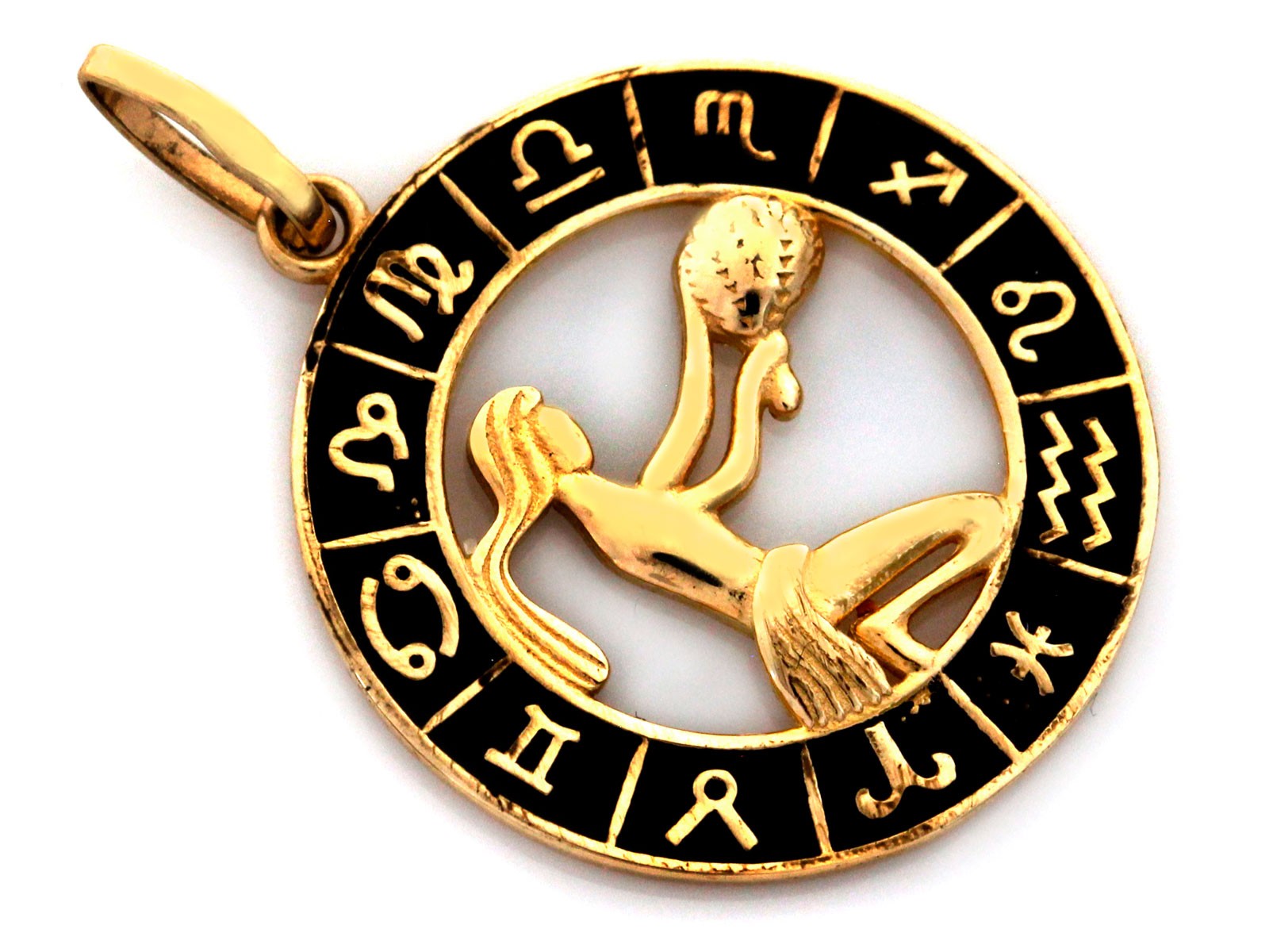 Zawieszka złota Panna zodiak z czarną emalią próba 585 – złoto próby 585, 1,52 g | Infinnity